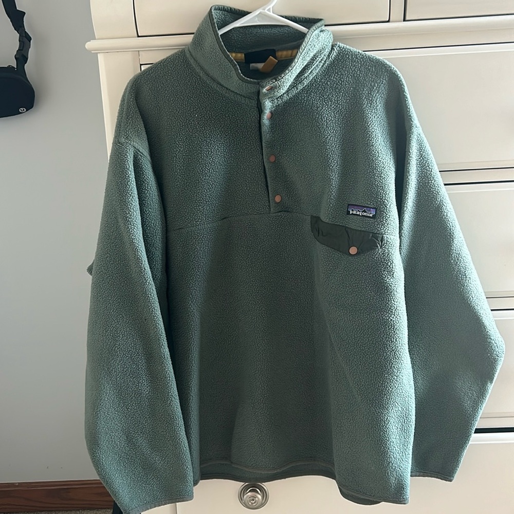 Patagonia | Women's Green Synchilla Quarter Button Pullover | Size: L